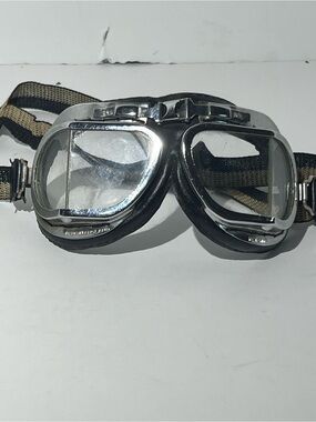 Vintage Halcyon folding aviator motorcycle goggles distressed